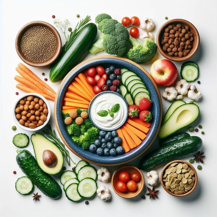 Abstract illustration of layered ingredients and soft color fields